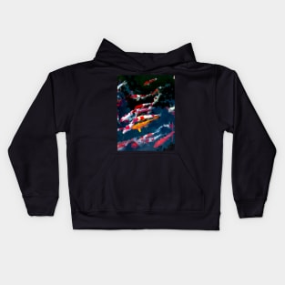 Colorful Koi fish in a lake oil painting Kids Hoodie